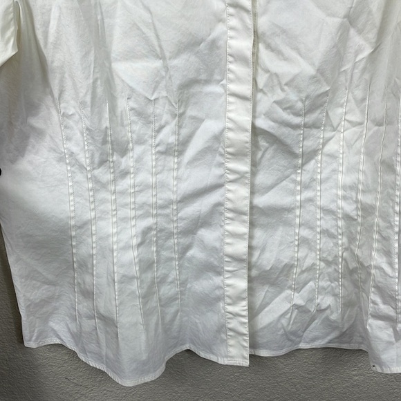 Lafayette 148 Pintuck Seams Ivory Career Button Front Dress Shirt Sz 14 - Picture 2 of 11